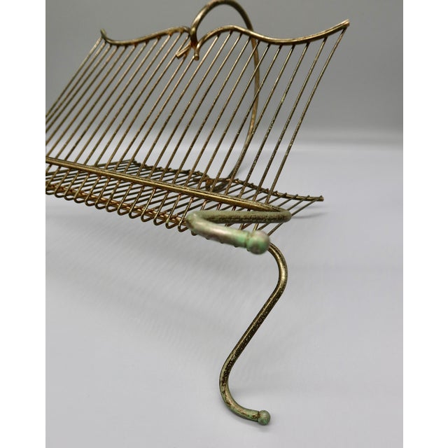 Vintage Mid-Century Brass-Tone Wire Magazine Rack For Sale - Image 9 of 9