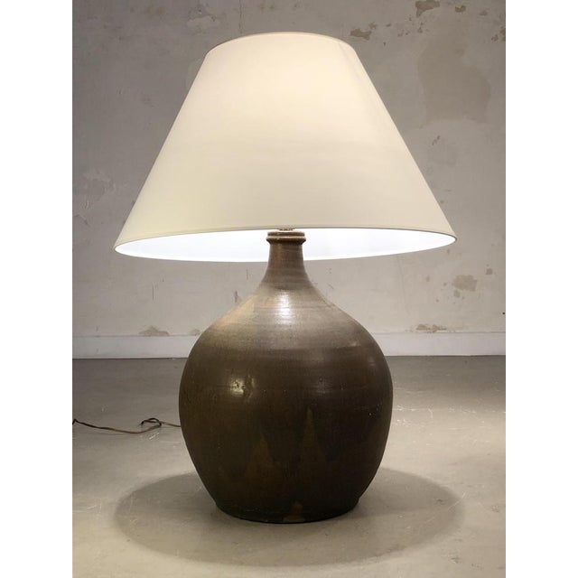 Ceramic Vintage French Brutalist Ceramic Table Lamp from La Borne, 1970s For Sale - Image 7 of 12