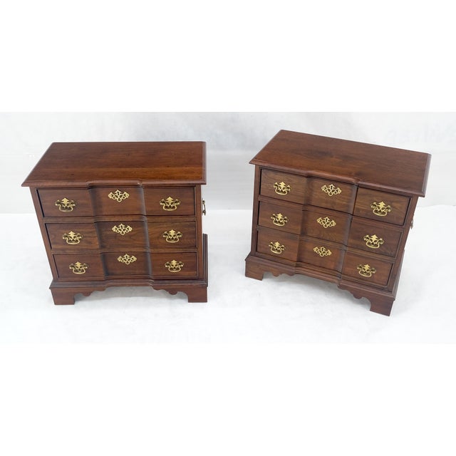Pair of Solid Cherry 3 Drawers Block Front Night Stands End Tables Stands MIINT