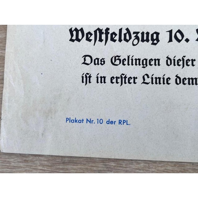 1940s Vintage German Military Second World War 2 Poster, 1940 For Sale - Image 5 of 9