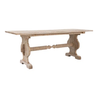 20th Century Belgian Oak Trestle Dining Table For Sale
