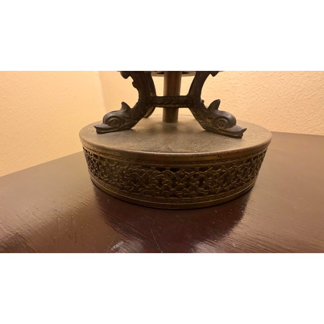 Pair of Vintage Floral Porcelain Table Lamps With Reticulated Bodies and Ornate Metal Bases For Sale In Houston - Image 6 of 6