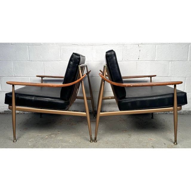 Vintage Metal and Wood Lounge Chairs by Howell- Set of 2 For Sale - Image 12 of 12