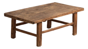 Low Antique Chinese Qing Dynasty Kang Table in Pine