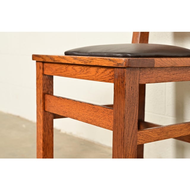 Limbert Antique Mission Oak Arts & Crafts Ladder Back Dining Chairs, Set of Four For Sale - Image 9 of 14