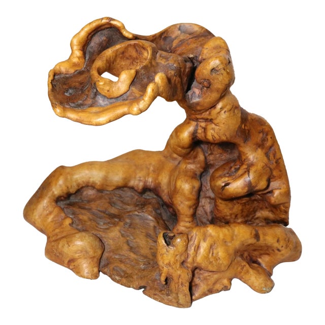 Antique Chinese Natural Root Burl Wooden Formation Figure Stand Sculpture Statue For Sale