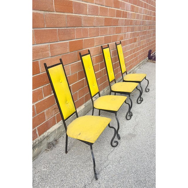 Mid-Century Modern Post Modern Wrought Iron Chairs - Set of 4 For Sale - Image 3 of 11