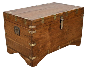 Large End of 19th Century Teak Naval Trunk