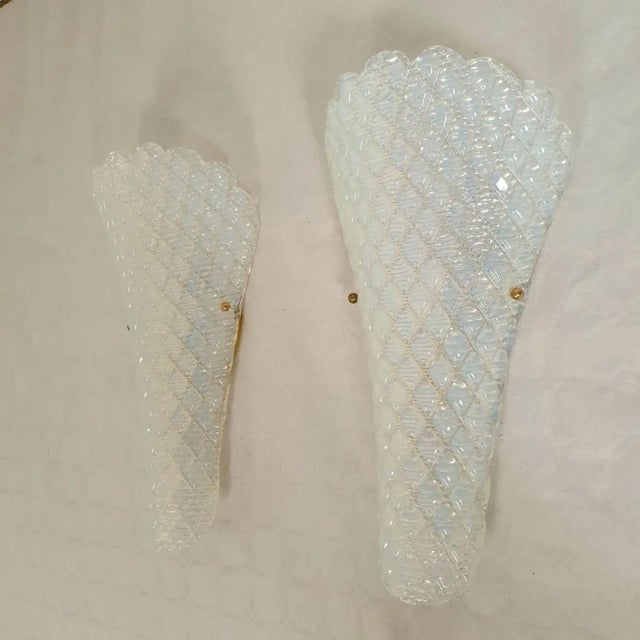 Mid-Century Modern Pair of Opaline Murano Glass Sconces 1970s For Sale - Image 3 of 11
