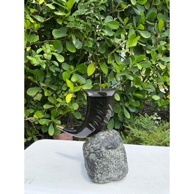 Maitland - Smith Vintage Maitland-Smith Sculptural Horn Candleholder With Stone Base For Sale - Image 4 of 10
