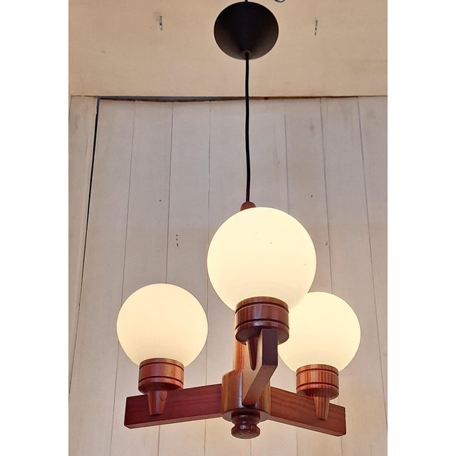 1970s Vintage Hanging Lamp in Pine, 1970s For Sale - Image 5 of 8