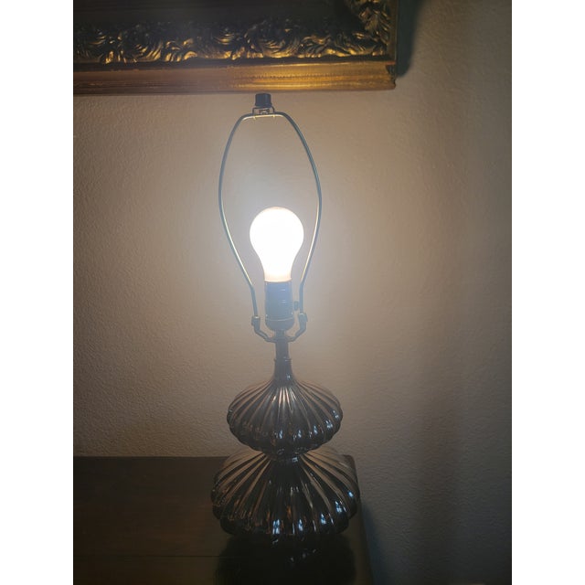 Late 20th Century Mid Century Modern Ribbed Chrome Table Lamp, For Sale - Image 10 of 12