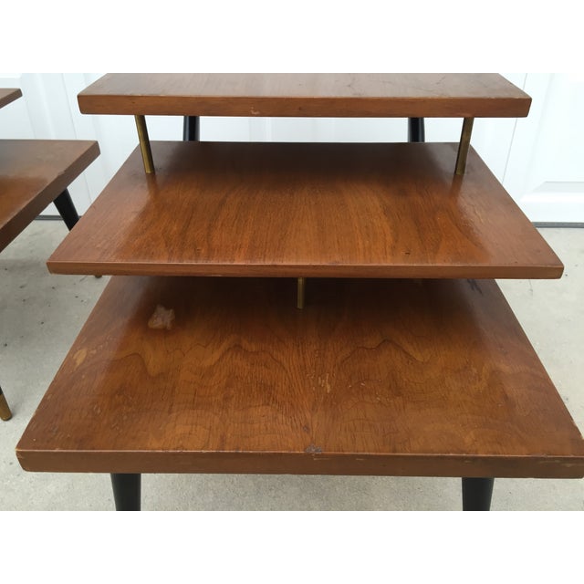 MidCentury Three Tiered End Tables A Pair Chairish