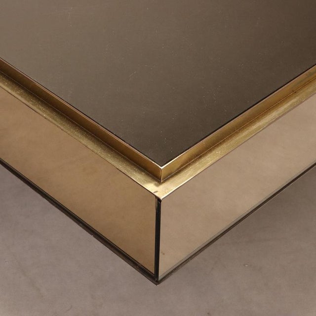 Vintage Smoked Glass and Brass Coffee Table, 1980s For Sale - Image 5 of 10