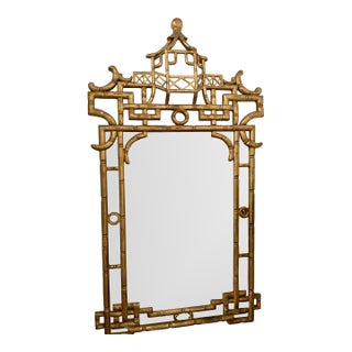 Hollywood Regency Faux Bamboo Chinoiserie Pagoda Mirror - 1 of 2 For Sale