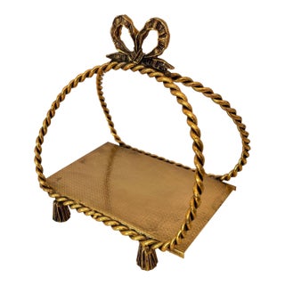 Hollywood Regency Rope and Tassel Gilt Filigree Napkin Holder Italian Style 1960 For Sale