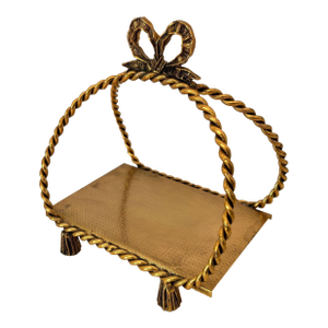 Hollywood Regency Rope and Tassel Gilt Filigree Napkin Holder Italian Style 1960