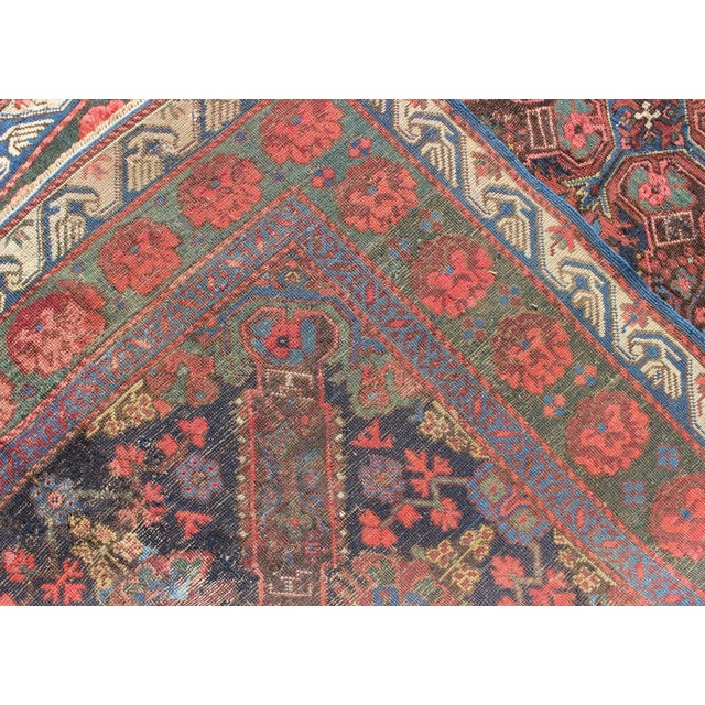 Blue Late 19th Century Antique Caucasian Seychour Rug in Blue Green Brown & Multi Colors For Sale - Image 8 of 9