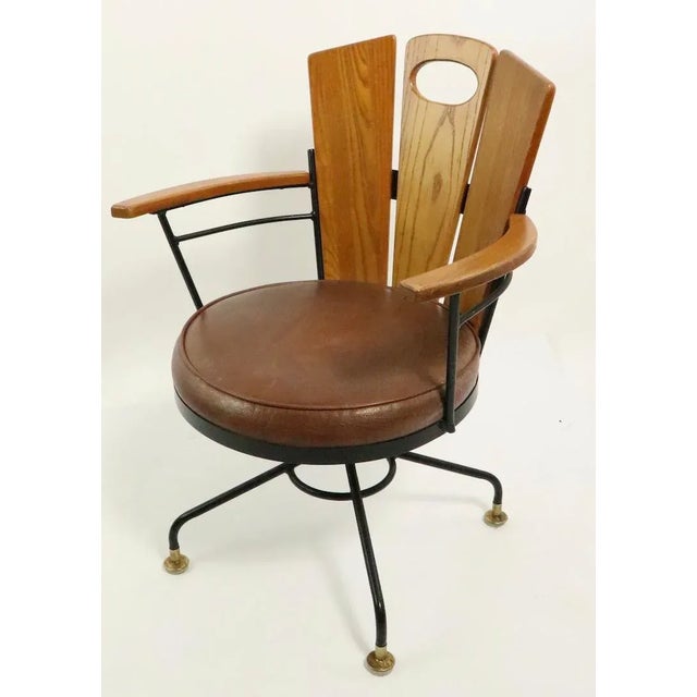 Set of six matching arm dining height chairs designed by Richard McCarthy. Unusually clean, ready to use, hard to find...