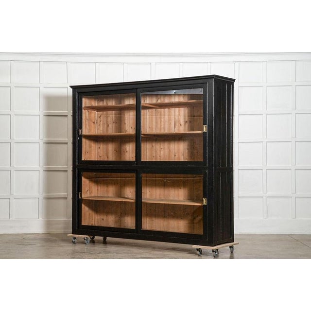 19th Century Large Antique English Ebonised Glazed Housekeepers Cabinet, 1880 For Sale - Image 5 of 18