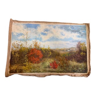 Vintage 1985 Autumn Landscape Oil on Canvas, Signed For Sale