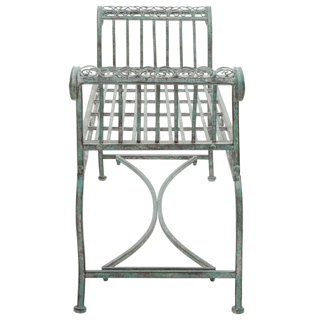 Metal Brielle Bench - Antique Dark Green For Sale - Image 7 of 8