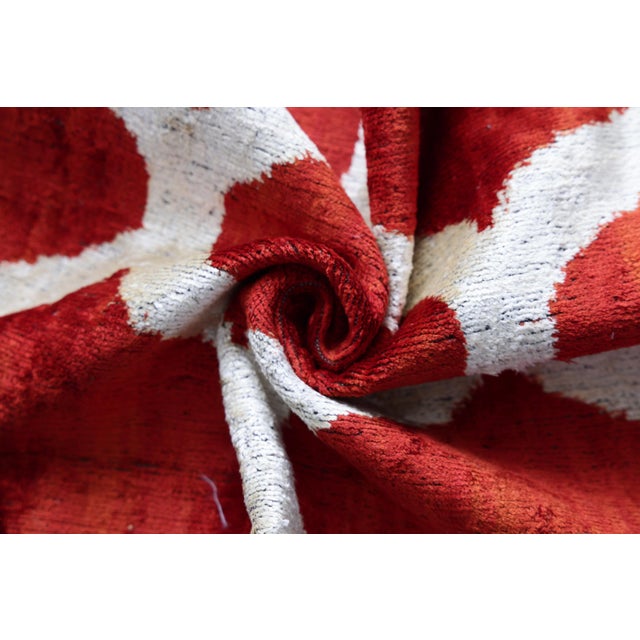 2020s The Rust Red & Cream Ogee Silk Velvet Pillow - 20" X 20" For Sale - Image 5 of 8