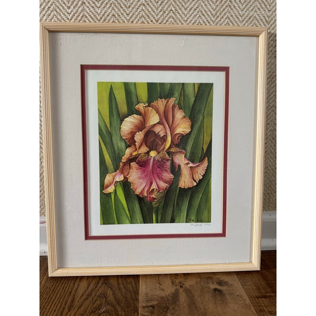 Glass Manabu Saito Limited Edition Iris Botanical Floral Prints Signed Set of 2 Framed For Sale - Image 7 of 12