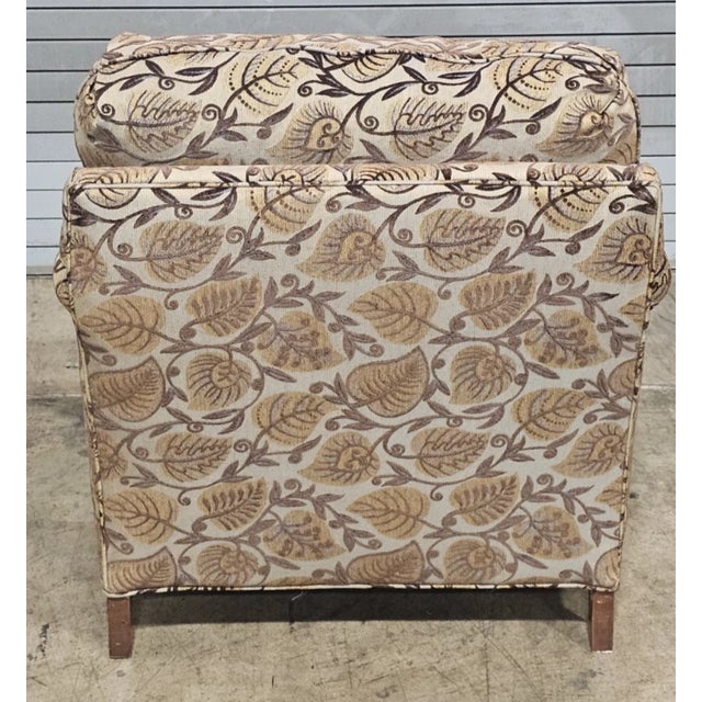 Late 20th Century Stickley Lounge Arm Chair With Matching Ottoman Footstool Needlepoint Fabric For Sale In Cleveland - Image 6 of 16
