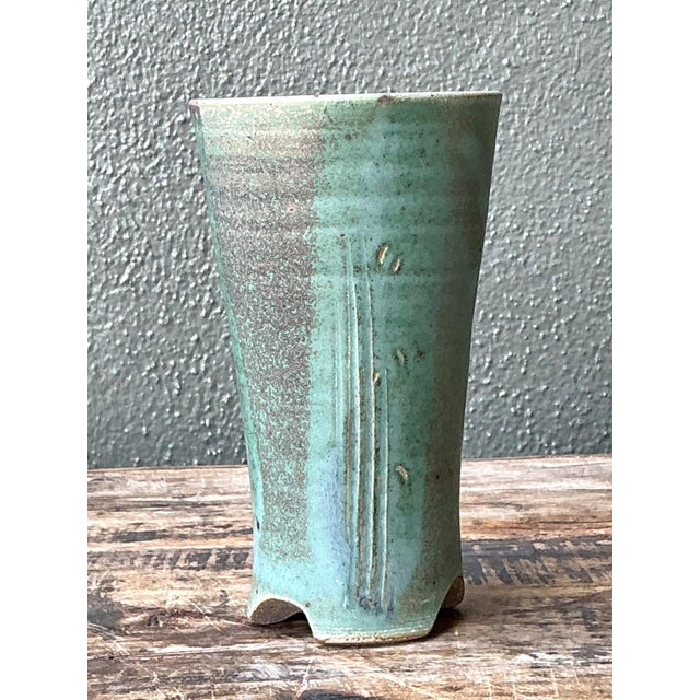 Vintage Studio Pottery Green Vase For Sale - Image 12 of 13