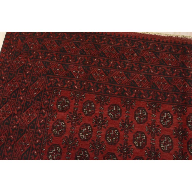 Textile Turkmen Rug 9’11” X 12’10” Red Wool Vintage Tribal Hand-Knotted Carpet For Sale - Image 7 of 14