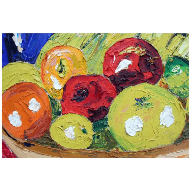 Mid-Century Modern Mid Century Modern Fauvist Basket of Fruit Still-Life in Primary Colors by T. Brown For Sale - Image 3 of 4