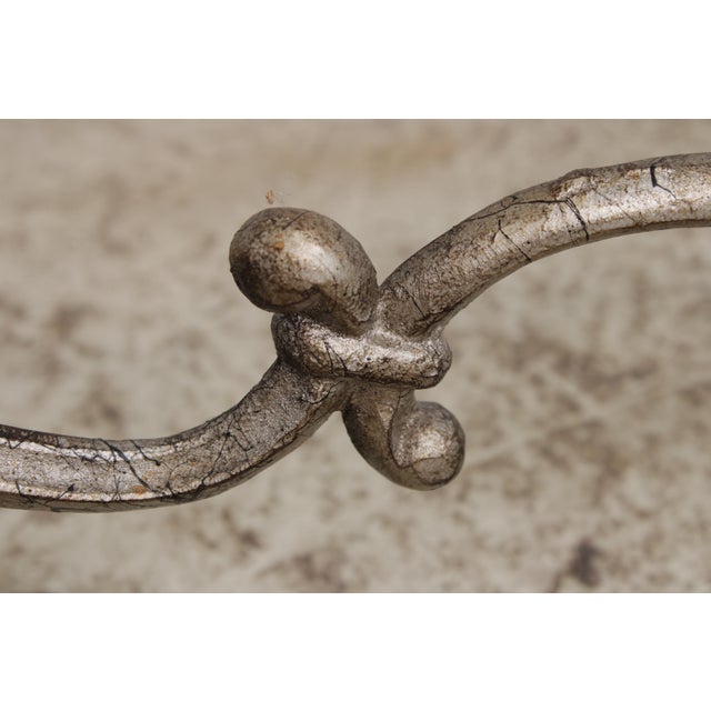 Vintage Silver Finish Glass Top Console Table For Sale - Image 12 of 18