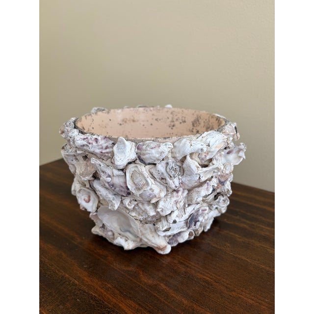 A gorgeous organic modern coastal shell planter, vase or cachepot USA, Late 20th Century Measures: 8.5"W x 8.5"D x 5.5"H...