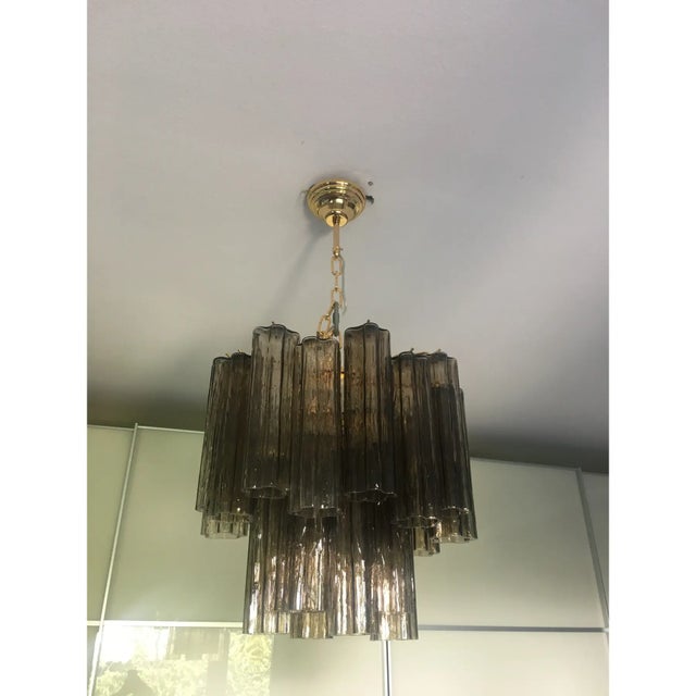 Chandelier Murano Glass Tronchi Like Venini Style in Pink Color Metal frame gold 24 Diameter 50 cm = 19,7” Height 40 cm =...