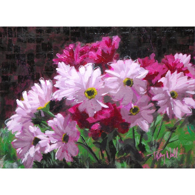 Spring Bouquet by Tracy Wall | Mixed Media on Canvas Flowers in shades of pink and white. For Sale