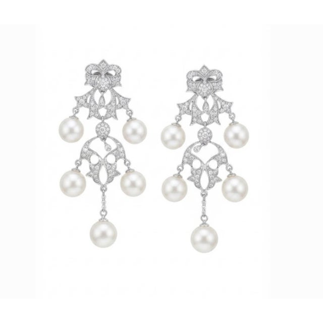 Silver Natural Pearl 49.47cts & Diamond 1.35cts Earring in 14k Gold For Sale - Image 8 of 8