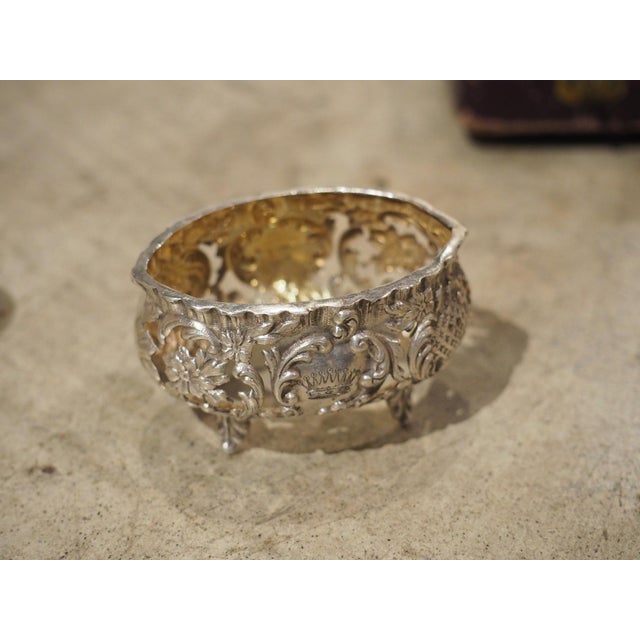 Royal Blue Antique French Silver and Glass Salt Cellar Set, Charles Dubret, Circa 1890 For Sale - Image 8 of 18