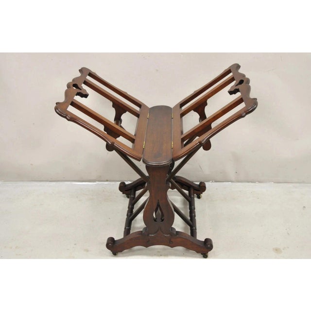 Wood Antique American Victorian Carved Black Walnut Adjustable Folio Print Stand For Sale - Image 7 of 12