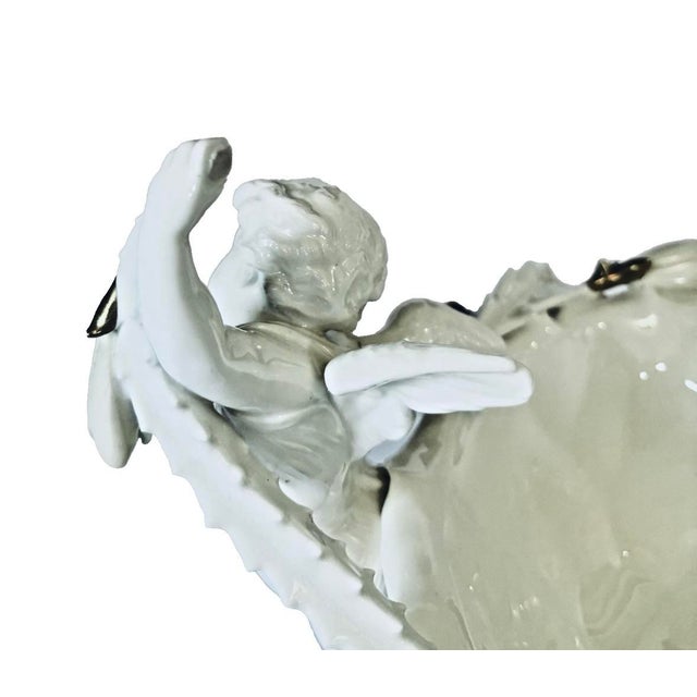 19th Century Moore Brothers English Porcelain Cactus Flower Double Cherub Centerpiece For Sale - Image 9 of 11