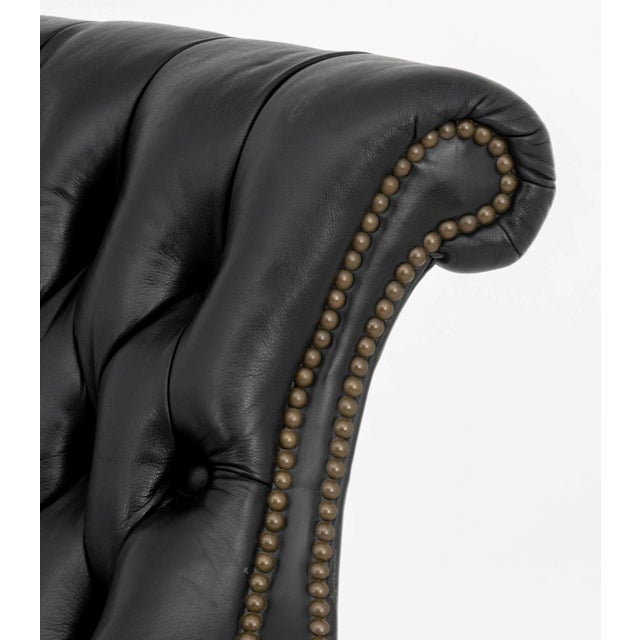 Chesterfield Black Leather Executive Chair For Sale In New York - Image 6 of 9
