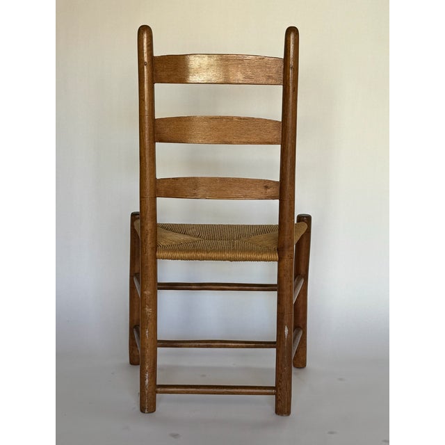 1900s Antique Ladder Back Chair With Woven Seat For Sale - Image 4 of 4