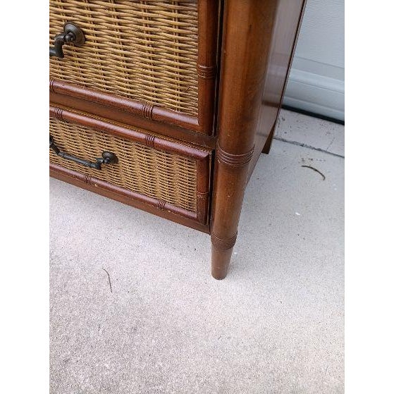 1980s Genuine Dixie 7 Drawer Dresser Faux Bamboo Rattan Wicker For Sale - Image 10 of 10