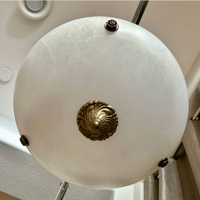 French Directoire Style Alabaster Chandelier Pendant Light For Sale - Image 4 of 12