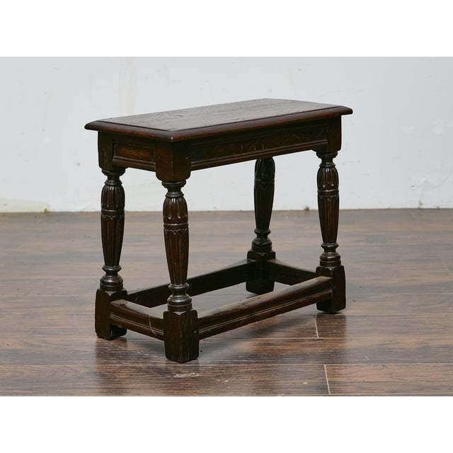 19th Century English Oak Joint Stool with Turned Legs For Sale - Image 10 of 12