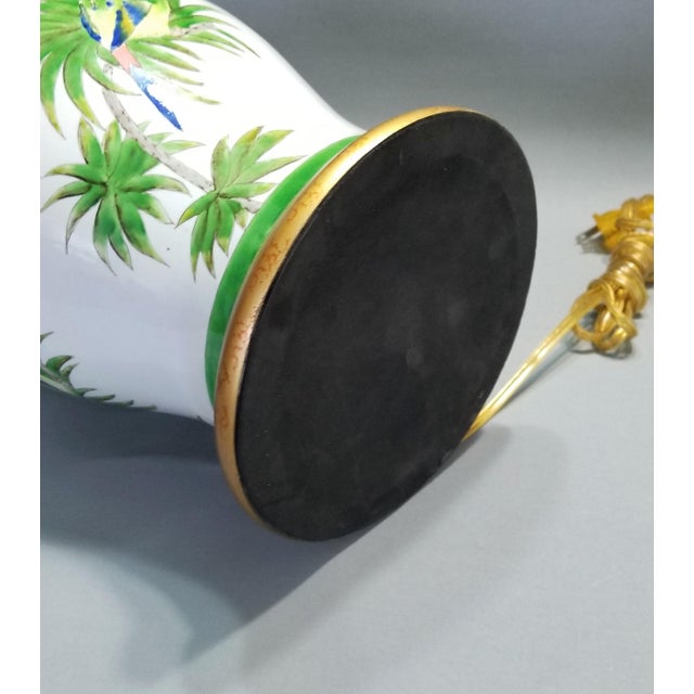 Vintage Parrot and Palm Tree Ceramic Ginger Jar Table Lamp ...