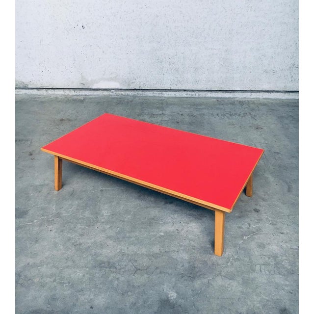 Wood Mid-Century Red Coffee Table, Belgium, 1950s For Sale - Image 7 of 18