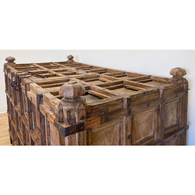 Substantial Antique 19th C Damchiya Anglo Indian Dowry Trunk For Sale - Image 9 of 13