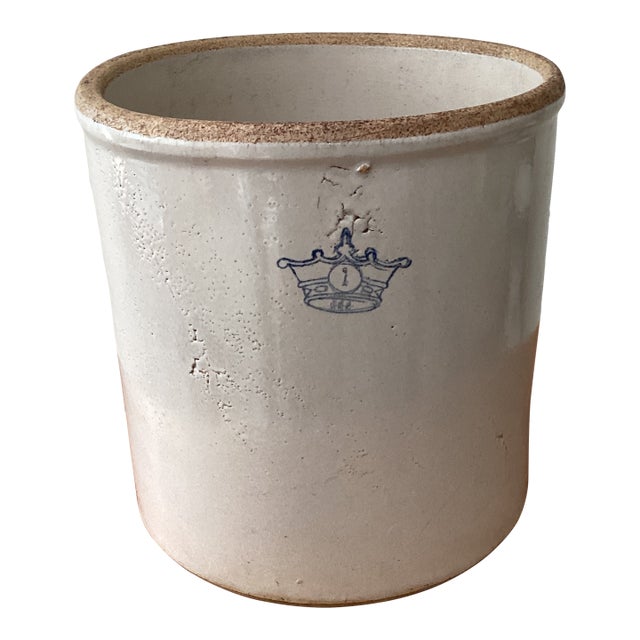 Antique Robinson Ransbottom Blue Crown Stoneware Crock Roseville Ohio For Sale