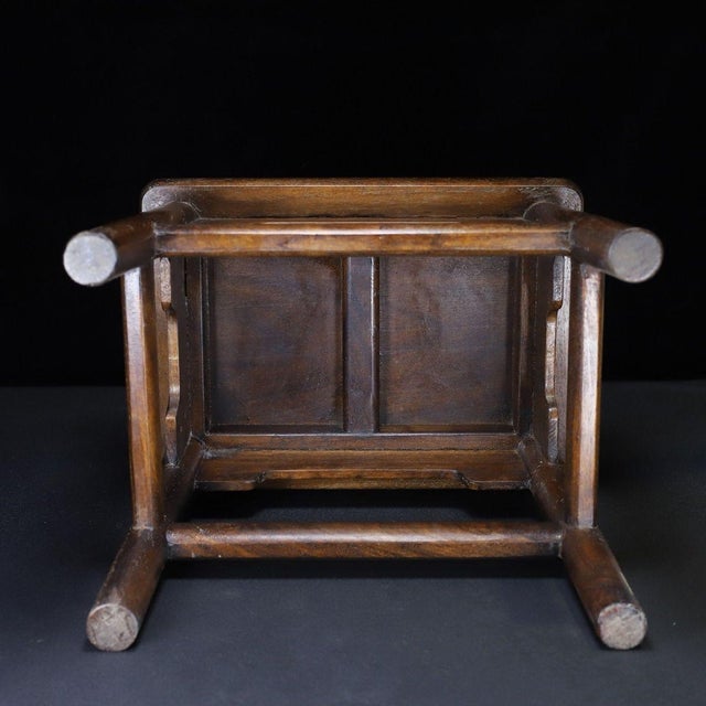 Vintage Chinese Huali Rosewood Mother-of-Pearl Inlaid "Magpie on Plum" Stool / Low Table For Sale - Image 9 of 9